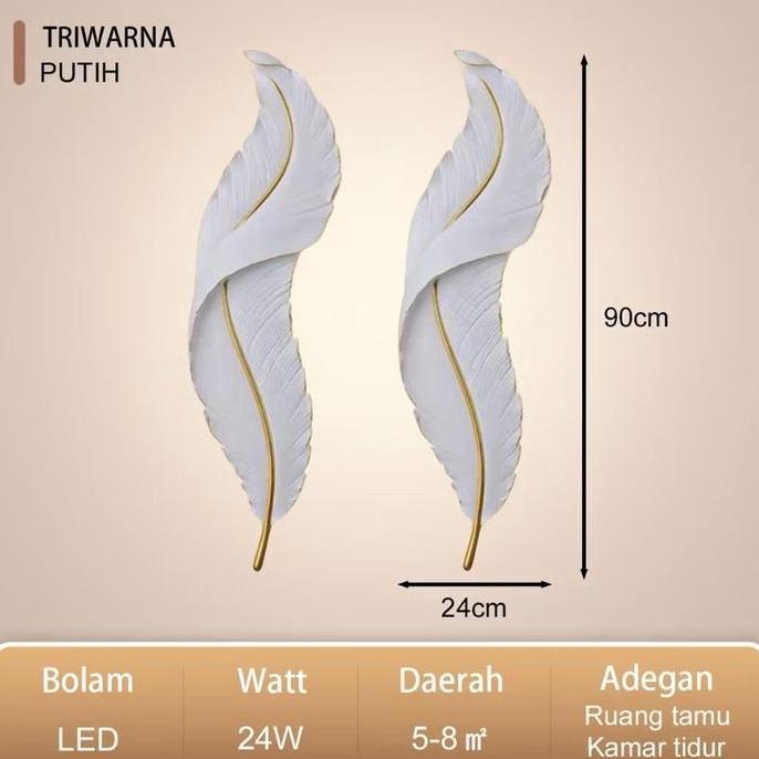 Lampu LED Woldecor Hiyasan Dinding Motif Bulu Angsa