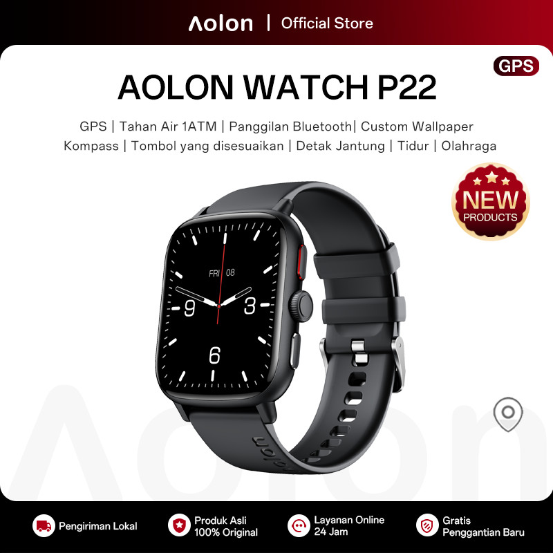 [GPS] Aolon P22 SmartWatch GPS Kompass Tahan Air 1ATM Running Olahraga Baru Original smartwatch pria