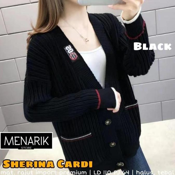 Jumbo / Sherina Cardigan / Outer Wanita Lengan Panjang / Rajut Halus Tebal / Ld 110 Pj 70
