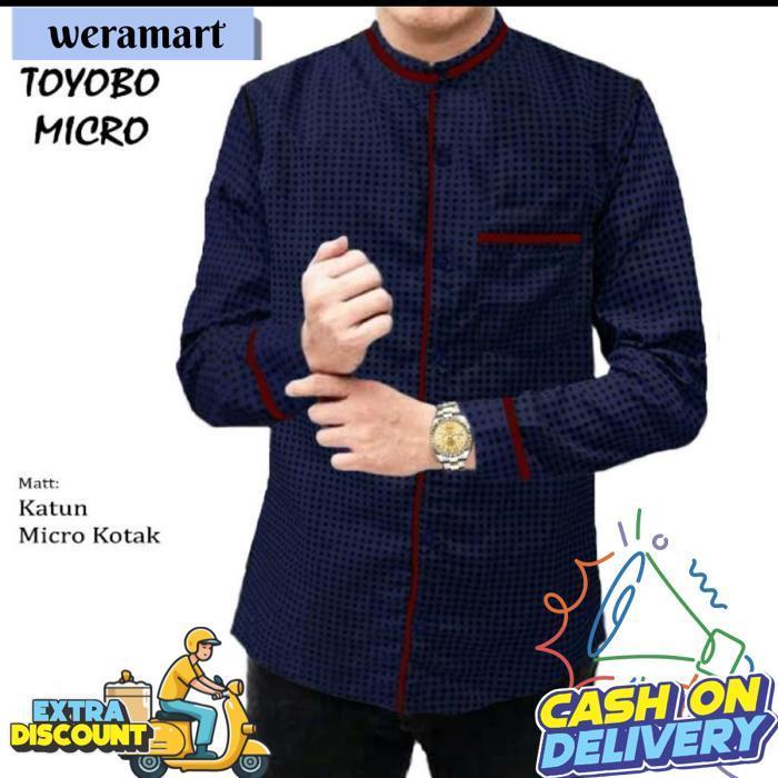 Kkm 22545 Baju Micro Atasan Kemeja Koko Toyobo Micro Kemeja Pria Lengan Panjang Terbaru