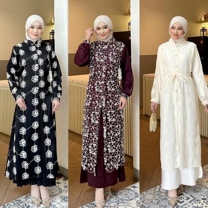 Dezhaf - Faaza Long Tunik / Tunik Silk Bordir / Tunik Lebaran TU