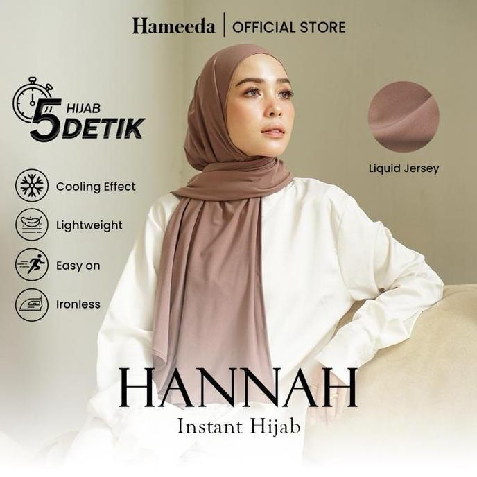 Hameeda - Hannah Instant Hijab | Jersey Bergo Pashmina Panjang Muslim Kerudung Santai Wanita MS