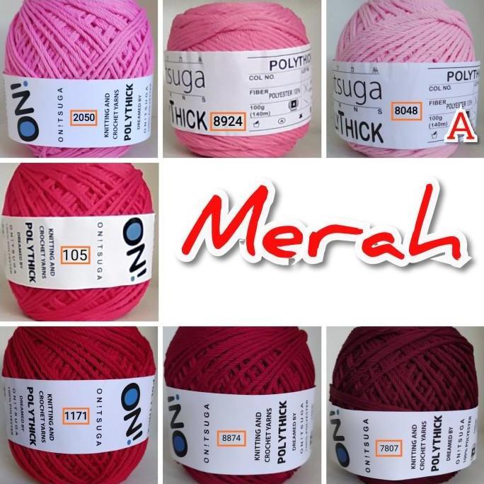 benang rajut polythick onitsuga Merah