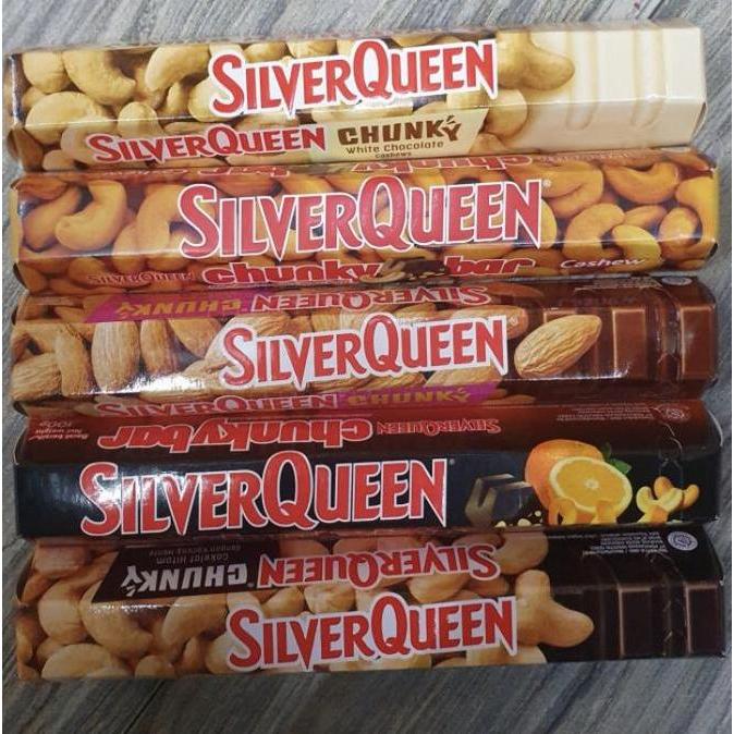 SilverQueen Chunky Bar 85gr Mede Almond Coklat Putih Dark Choco Besar
