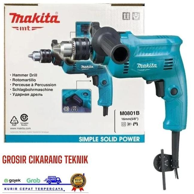 Makita Mesin Bor 13 Mm Bolak Balik, Impact Dril M0801B Original Makita
