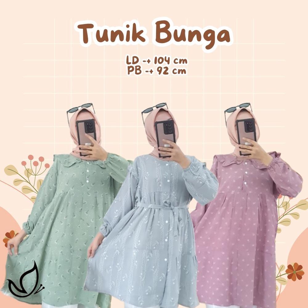 Tunik Cringkle Wanita Motif Bunga Bunga Cantik Tunik Crinkle Spesial Ramadhan
