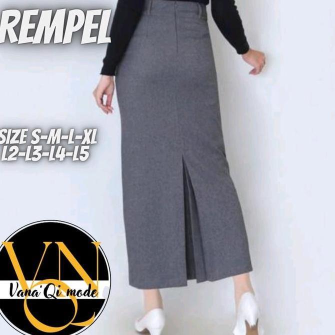 Vana'Qi Mode ROK SPAN BIRON Hitam Navy Abu Panjang 95cm Bahan Premium Gabardin Formal Kantor Size S-