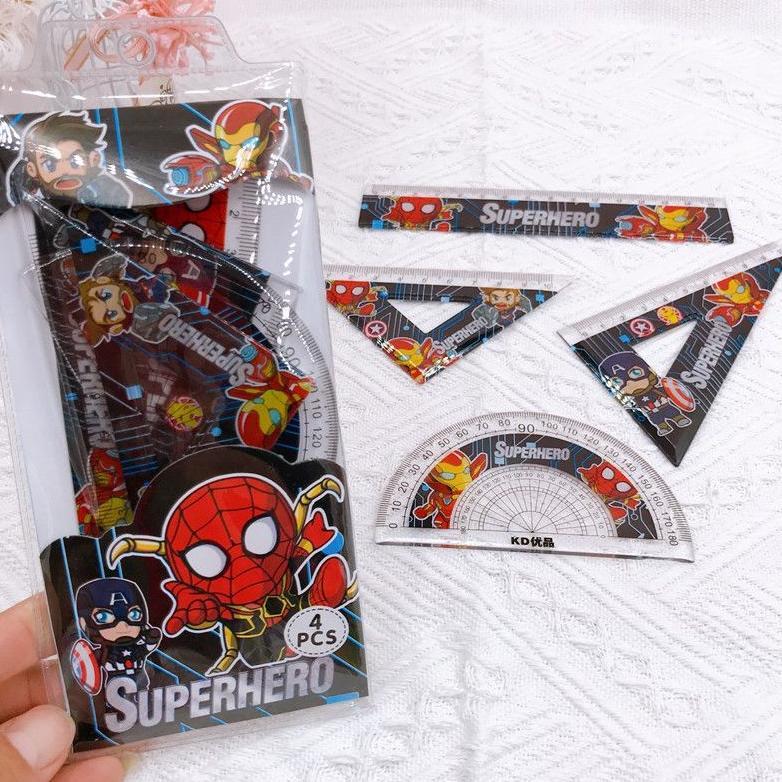 Penggaris Set Lengkap Ruler Set Import Penggaris Busur Sekolah