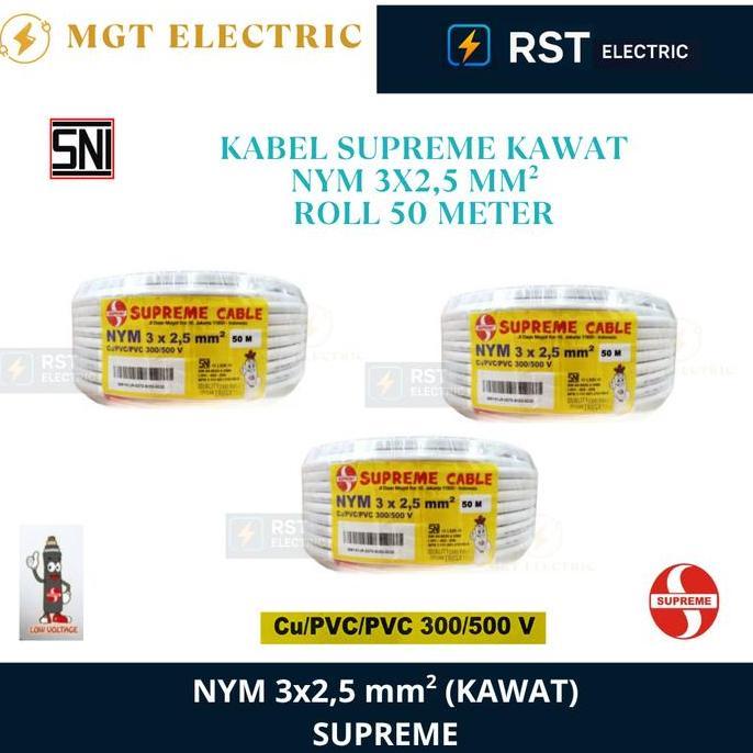 Promo Supreme Nym 3X2.5Mm Rol 50 Meter / Kabel Kawat Putih Nym Supreme Nym 3X2,5Mm Rol 50M / Kabel K