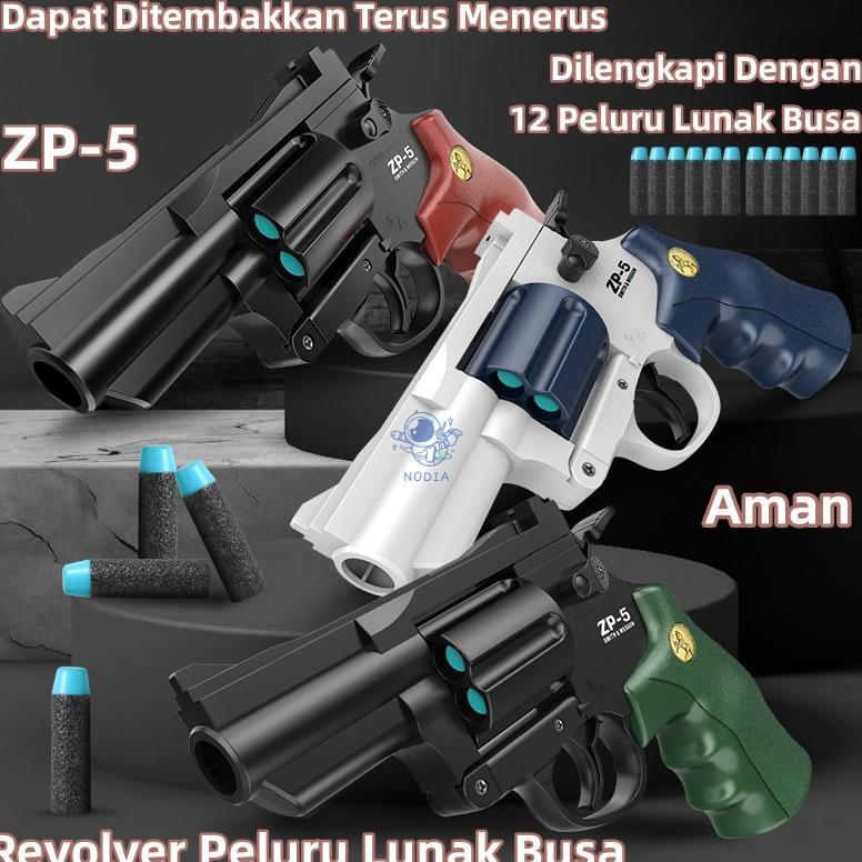 Nodia Menembak Senjata Mainan Anak/Zp-5 Revolver Peluru Lunak Busa/Tembak Tembakan Pistol Mainan/Ama