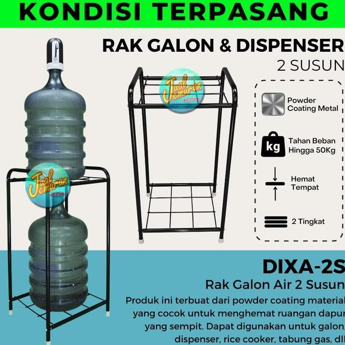 TEASANG Rak Dispenser & Galon Air Minum 2 Susun Besi 2 Tingkat