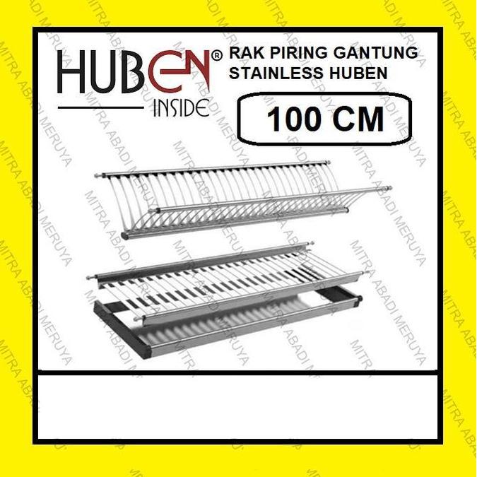 Rak Piring Gantung HUBEN 100cm 100 cm Stainless Steel Dish Rack Gelas