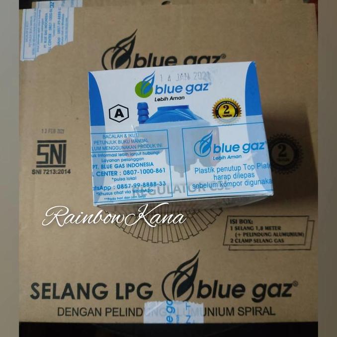 Regulator Blue gaz csl + selang gas LPG alumunium spiral SNI clamp gas