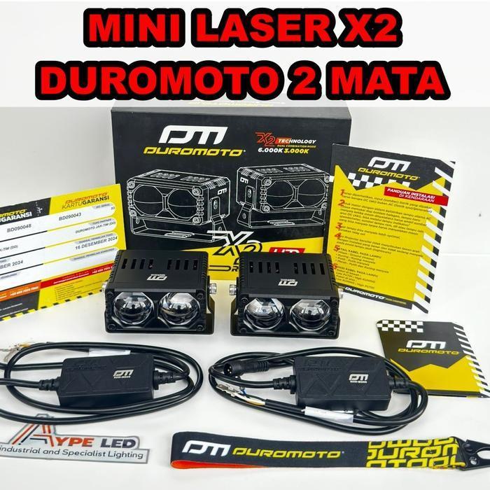 DUROMOTO Lampu Tembak X2 100 WATT Mini laser 2 mata duromoto Driver external plus kipas Foglamp soro