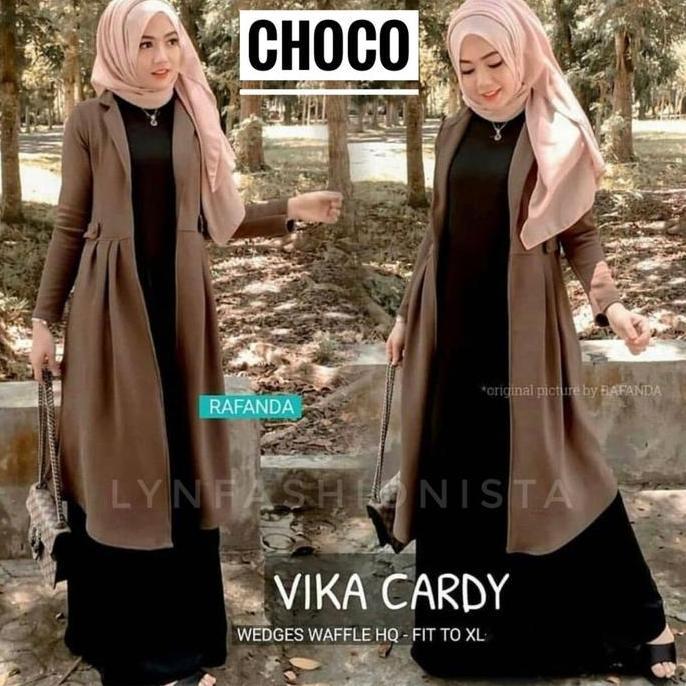 Long Outer Cardigan Panjang Wanita Muslimah Kerah Jeruk Tebal Mewah/Vika