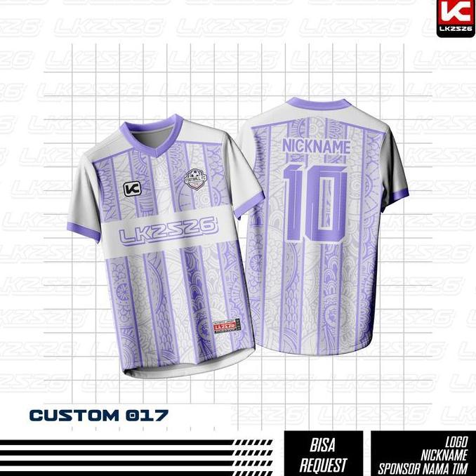 Termurah / Hot Sale Lk2526 Baju Kaos Sepak Bola Futsal Atasan Stelan Jersey Lk Fc Putih Ungu Full Pr