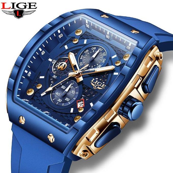 LIGE Jam tangan fashion pria merek mewah teratas tahan air 50 meter bercahaya  kuarsa olahraga kasua