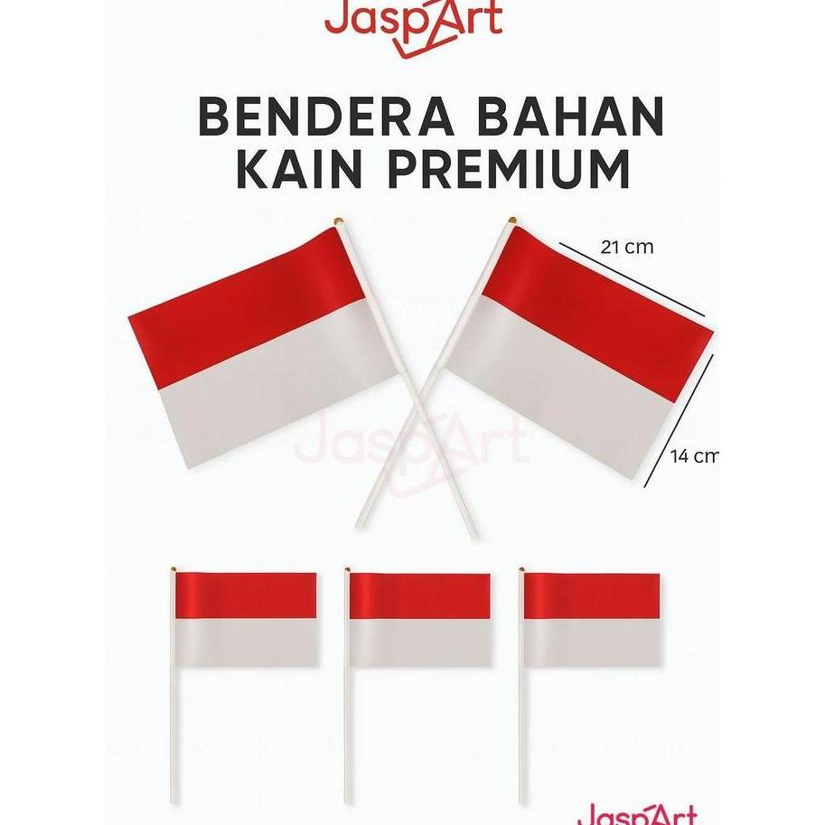 100Pcs Bendera Kain Merah Putih Kecil Indonesia Pawai 17 Agustusan Bendera Tongkat Tangkai Merah Put