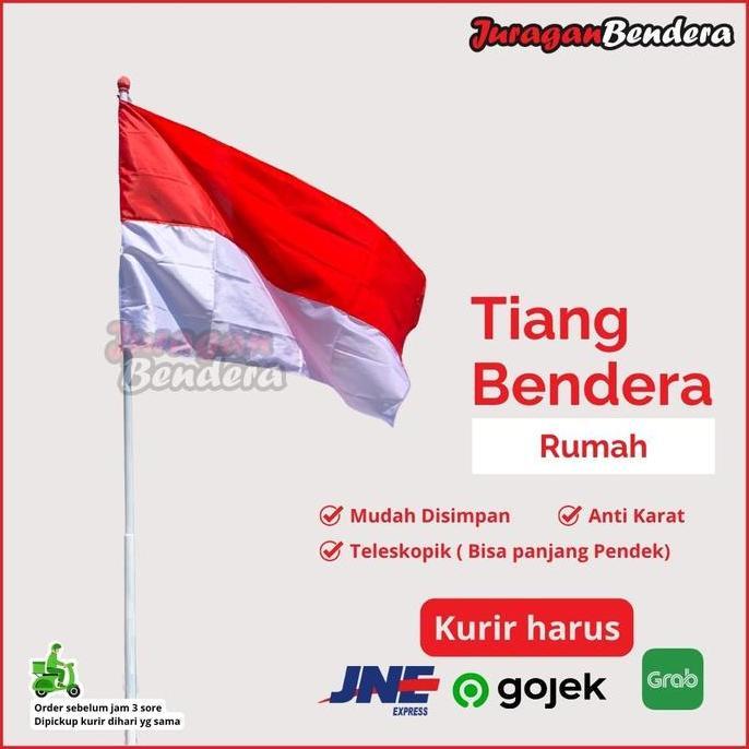 Tiang Bendera Rumah 4 Meter + Bendera Merah Putih Rumah