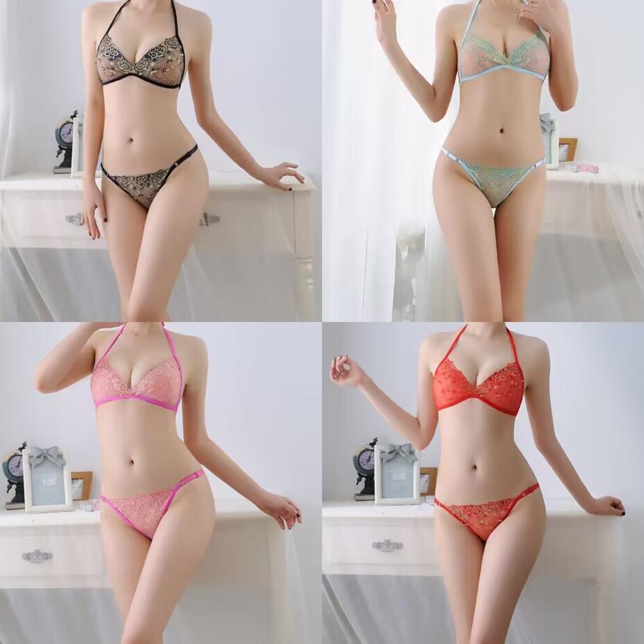 Hot Dezenna Set Bra Wanita Sexy Bikini Floral Transparan Bra G String Big Size 5A137 2026