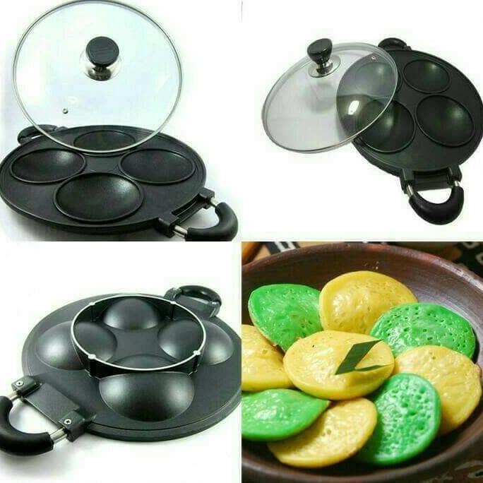 Sale Cetakan Kue Serabi Happy Call / Hc 4 Lubang Cekung Aluminium Teflon