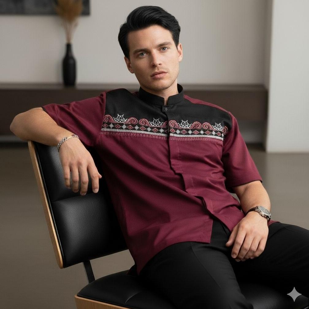 DISKON Baju koko pria dewasa baju koko bisa COD Baju koko pendek bordir fashion muslim pria dewasa