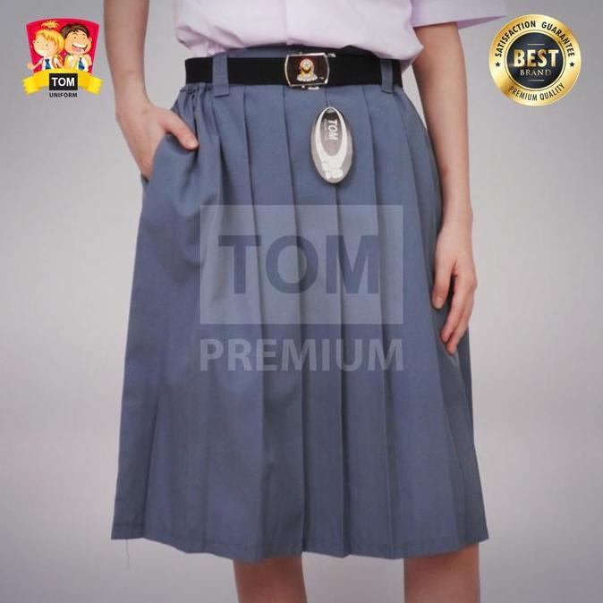 Seragam TOM - Rok SMA Rempel Karet Pendek Abu