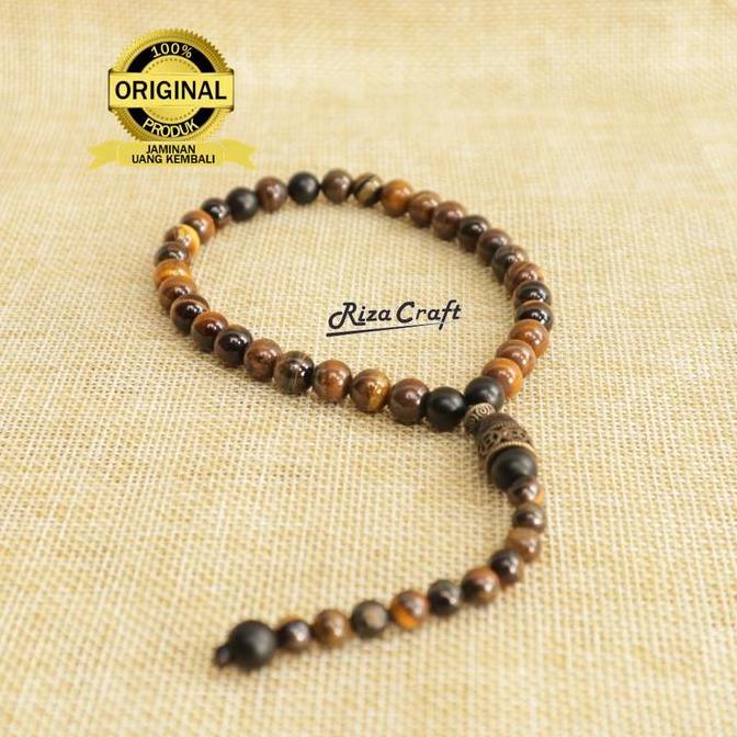 Tasbih Batu ASLI Tiger Eye Akik Natural Original 33 Butir
