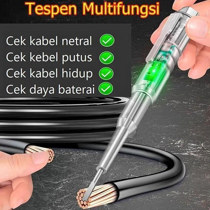 Obeng Tespen Testpen Test Pen Tes Pen 2 Dual LED Alat Deteksi Cek Ukur Kabel Putus Tester Arus Listr