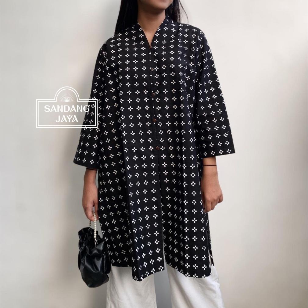 BEST SALE SANDANG JAYAA - Yura Series Tunik Batik Cap Atasan Wanita Terbaru Kekinian Outfit Ngantor 