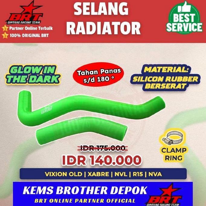 ZISIMAHE SELANG RADIATOR BRT HIJAU MENYALA NMAX AEROX VARIO 150 PCX 150 SONIC RAIDER MX VIXION R15 G