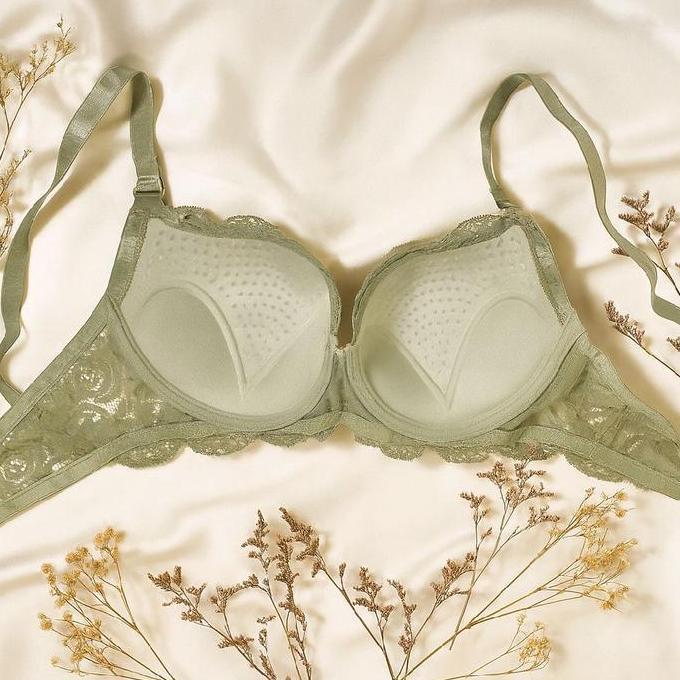 Farahamel12 - Bra Bh Burkat Kawat Kait 3 Busa Sedang Bh Fashion Big Size Cup C Bra Push Up Brokat Wa