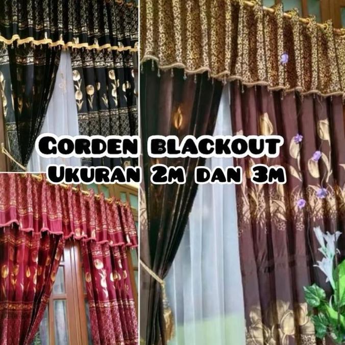 Gorden blackout poni pisah ukuran 2m dan 3m  Gorden pintu jendela