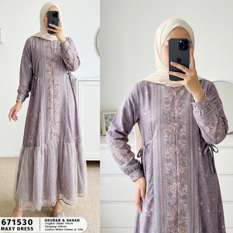 At43 Extu  Heritage - Arsyila Maxy Dress Kombinasi Tile Edisi Lebaran Busui - 671530 At43