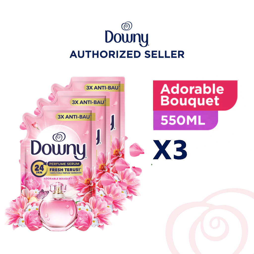 Downy Pelembut dan Pewangi Pakaian Konsentrat Premium Parfum Adorable Bouquet 550ml x 3 pcs