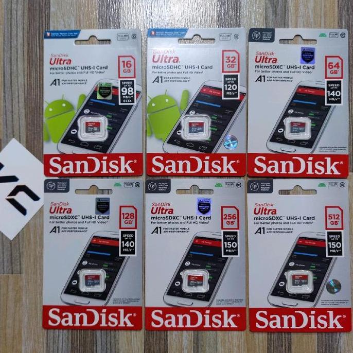 MICROSD SANDISK ULTRA A1 16GB 32GB 64GB 128GB 256GB 512GB MEMORY CARD ORIGINAL DAN TERPERCAYA