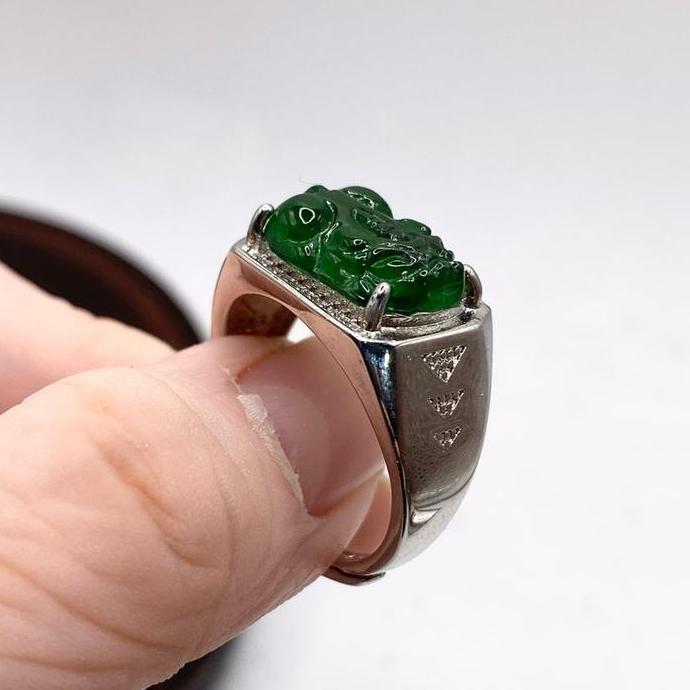 Giok jade jadeite feicui Burma tipe A cincin pixiu perak s925