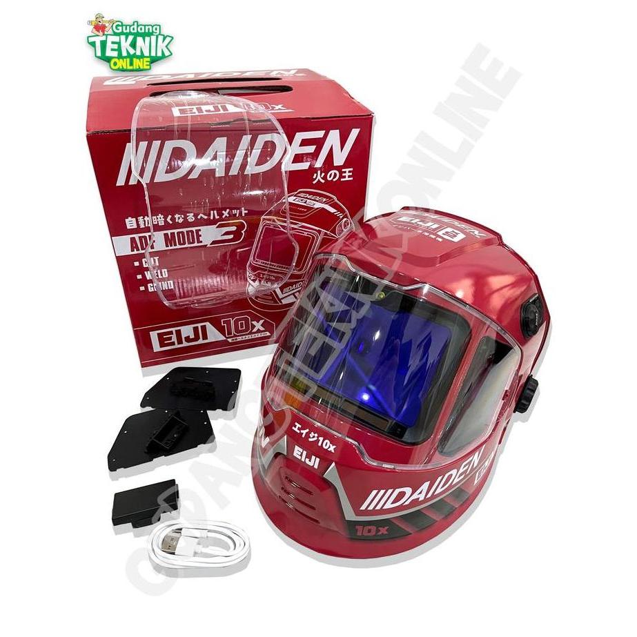 NEXSADA Helm Las Kedok Otomatis Auto Dark DAIDEN EIJI 10X / Helmet Topeng Kedok Las Pelindung Kepala