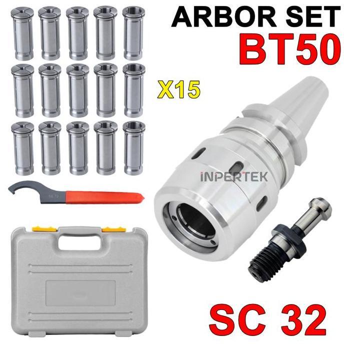CEFRUCHE Paket Arbor Set BT50 SC32 Collet Chuck 15 pcs C 32 BT 50 Milling CNC
