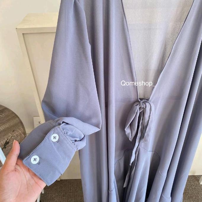 Outer Flow Wanita Bahan Ceruti Lengan Kancing Muslim Cardigan Panjang  Ceruty  Batwing  Atasan  Kard