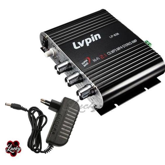 LVPIN Mini Stereo Amplifier Treble Super Bass 12V+Adaptor - LP-838