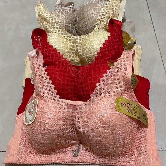 Wkwkwk- Bra Penekan Lemak Import Cup Besar Busa Tipis H4 Tanpa Kawat Dan Pakai Kawat Motif Brokat Be