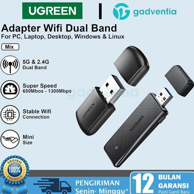 UGREEN AC1300 Wireless Network Adapter Wifi Adaptor Dongle Single Dual Band 2.4GHz-5GHz Max 1300Mbps