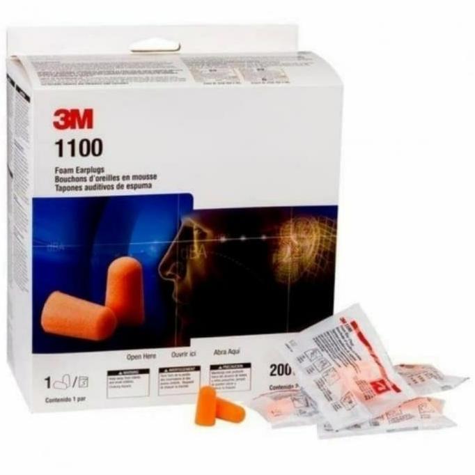 Ear plug 3M 1100 penutup telinga dari debu/bising 1box isi 200pcs