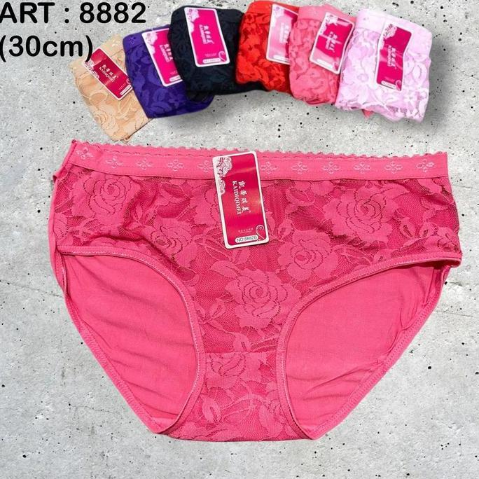 Wkwkwk- 12Pcs Cd Wanita Renda Full Katun  Transparan - Dalaman Wanita Kekinian 2023