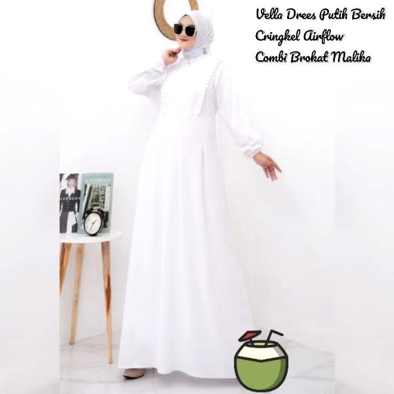 Gamis Putih Dan Hitam Anak 2-14 Tahun Gamis Remaja Dewasa Xs, Xl, 5L Cringkel Airflow, Ceruty, Broka