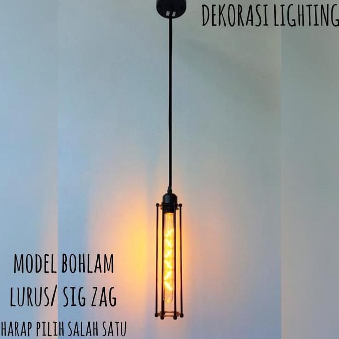 L650 lampu gantung vintage1lampu+ lampu filamen edison LED 6-7W