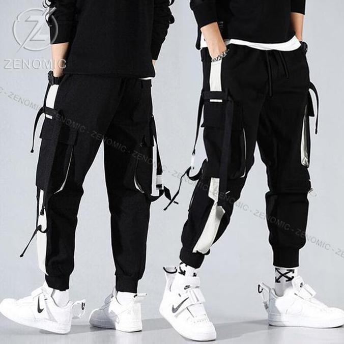 Celana Korea Jogger Tali Hitam Pria Wanita Cargo Joger Hypebeast Korea Style trendy Men Six Dance Pa