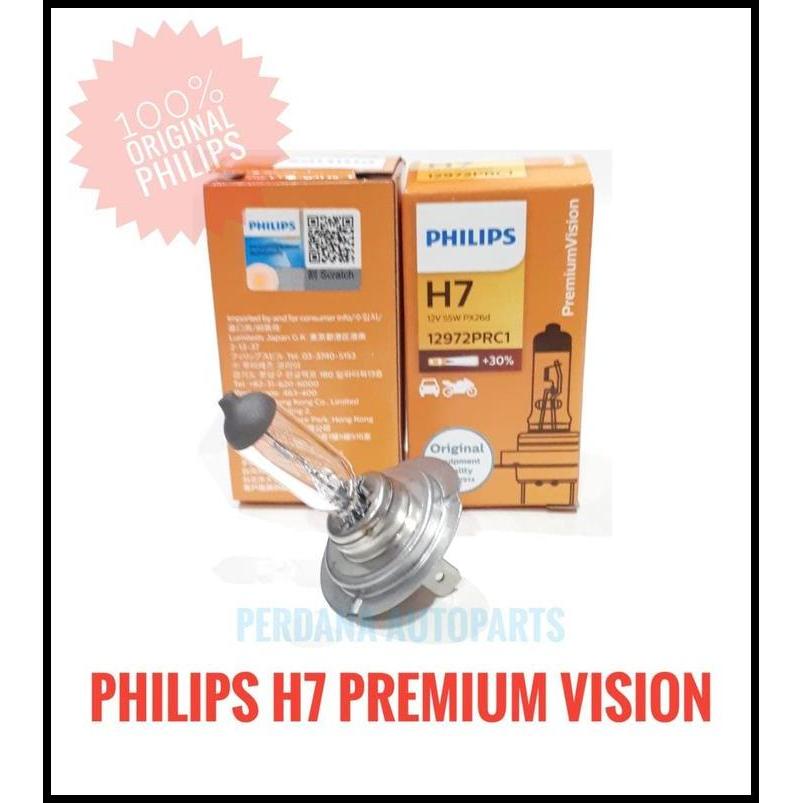TERLARIS BOHLAM PHILIPS H7 PREMIUMVISION +30% LEBIH TERANG BOHLAM MOTOR MOBIL 