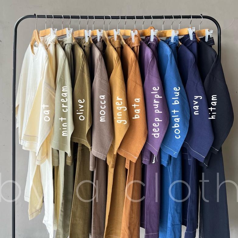 Original Kinder Set Linen - One Set Wanita - Baju Wanita - Blouse Wanita - Celana Kulot - Baju Setel